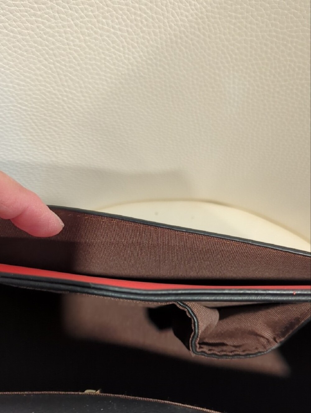 Colorblock Structured Top-Handle Satchel in White, Black & Red - Picture 5 of 5